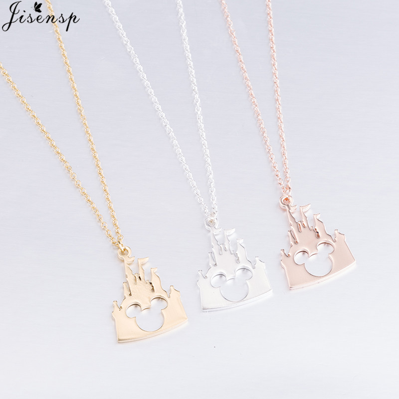Mickey Mouse Necklace Magic Castle Pendant Womens Fashion Jewelry 71-2