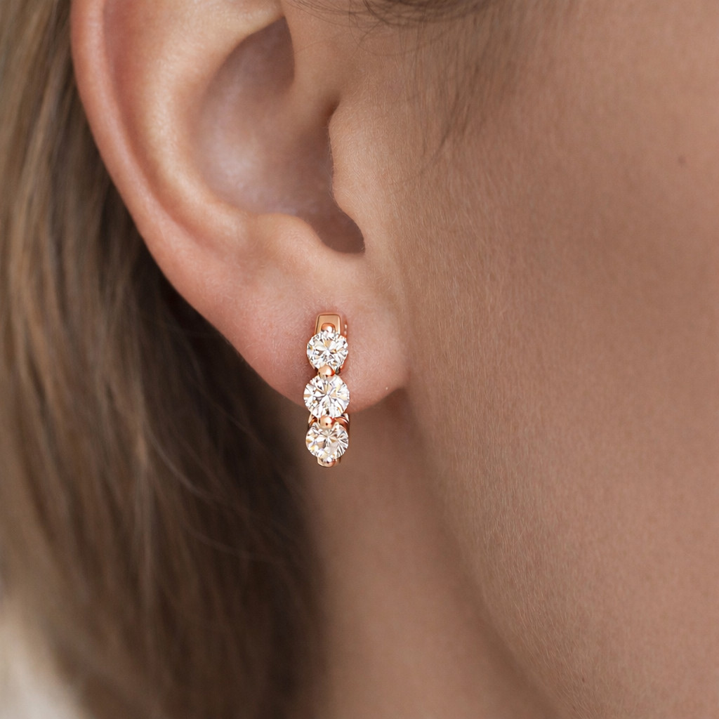 1.45 Carat Round Cut Moissanite Stone Hoop Earring in Sterling Silver for Women