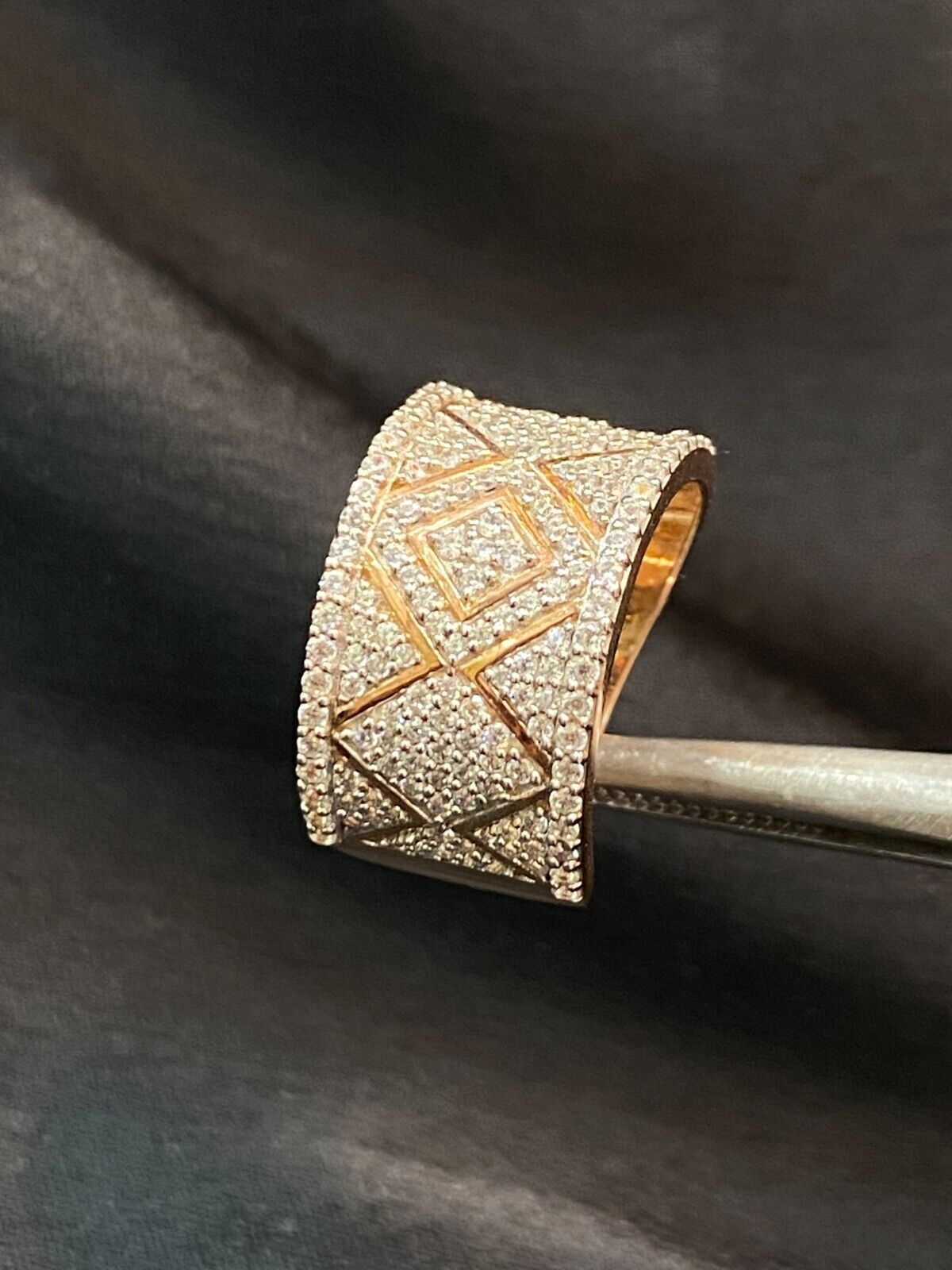 1.45 TCW Round Brilliant Cut Diamonds Micro-Pave Engagement Band Ring 14K Gold