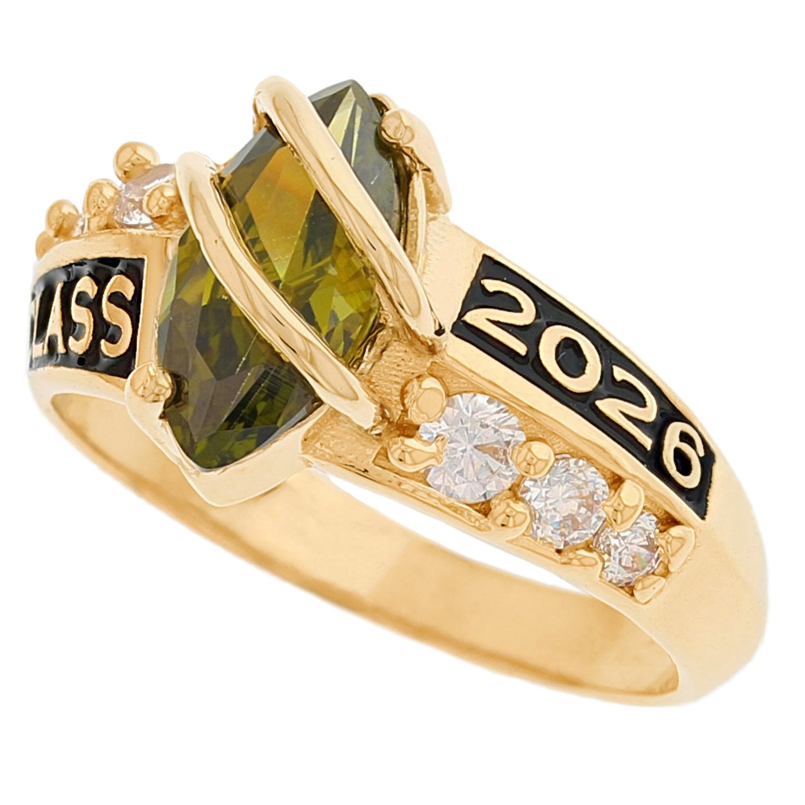 10k or 14k Yellow Gold Simulated Peridot August Birthstone 2026 Class Ring