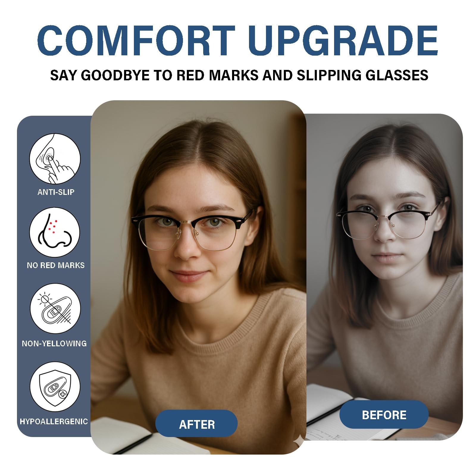 10-Pairs Glasses Nose Pad,Screw-in Soft 10 Pairs 15mm, Transparent Color
