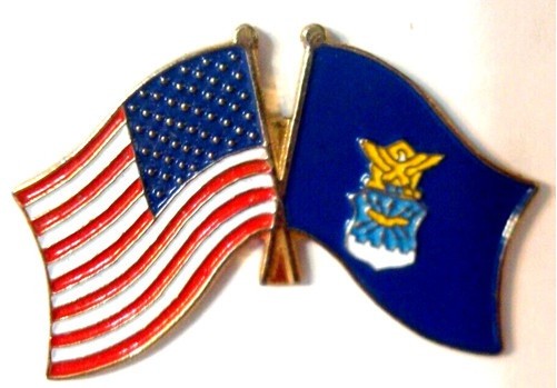 AIR FORCE & U.S. UNITED STATES FLAG Military Hat Lapel Pin 1&1/4 inch wide