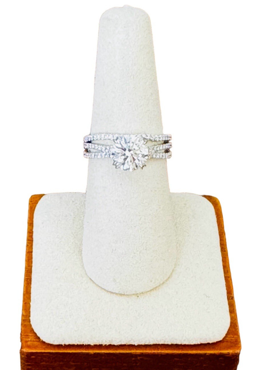 2.51 Ct Round Cut VS2/G Lab Grown Diamond Engagement Ring & Band 14K White Gold