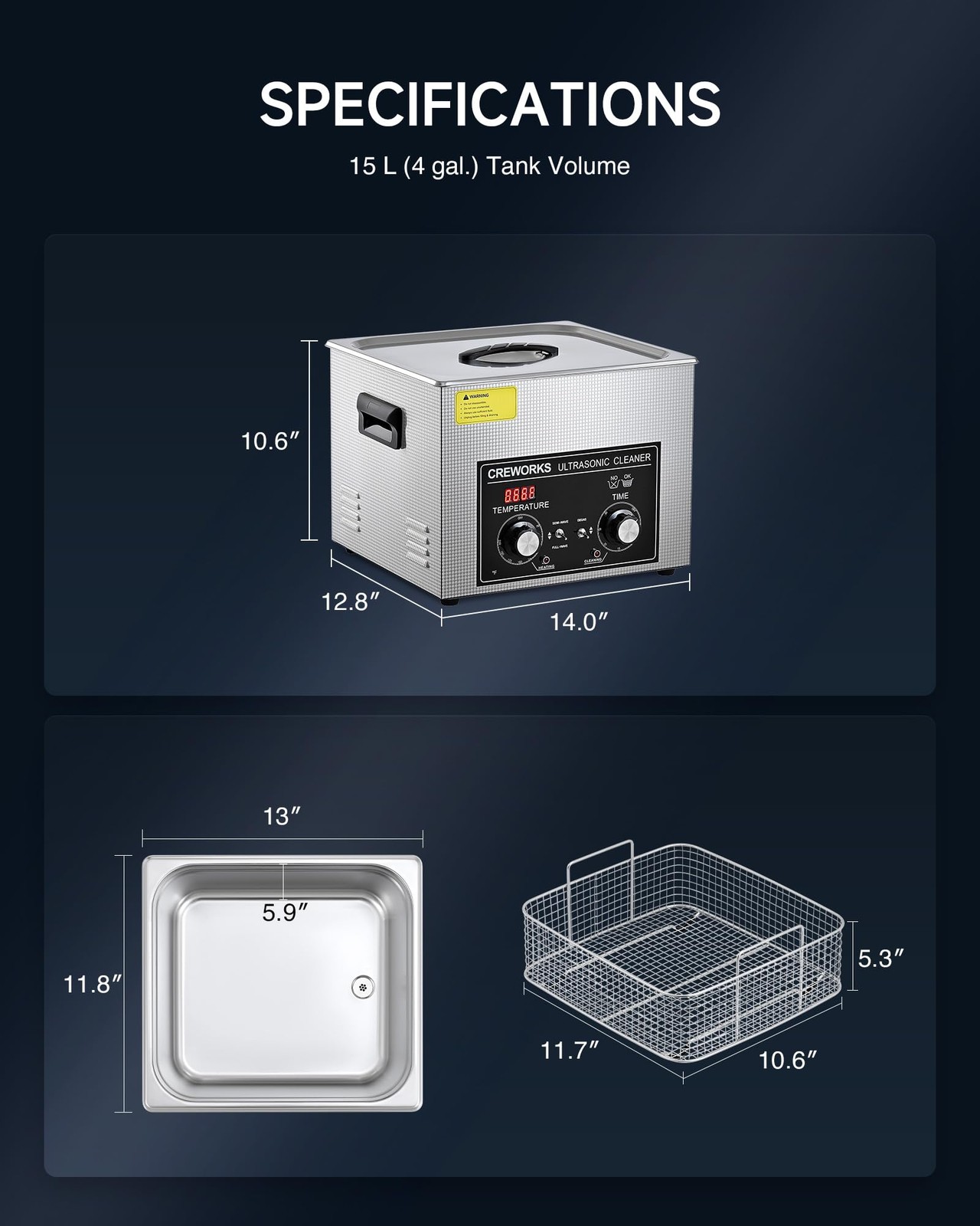 15L Ultrasonic Cleaner with Heater and Timer, 360W Stainless Steel Ultrasonic…