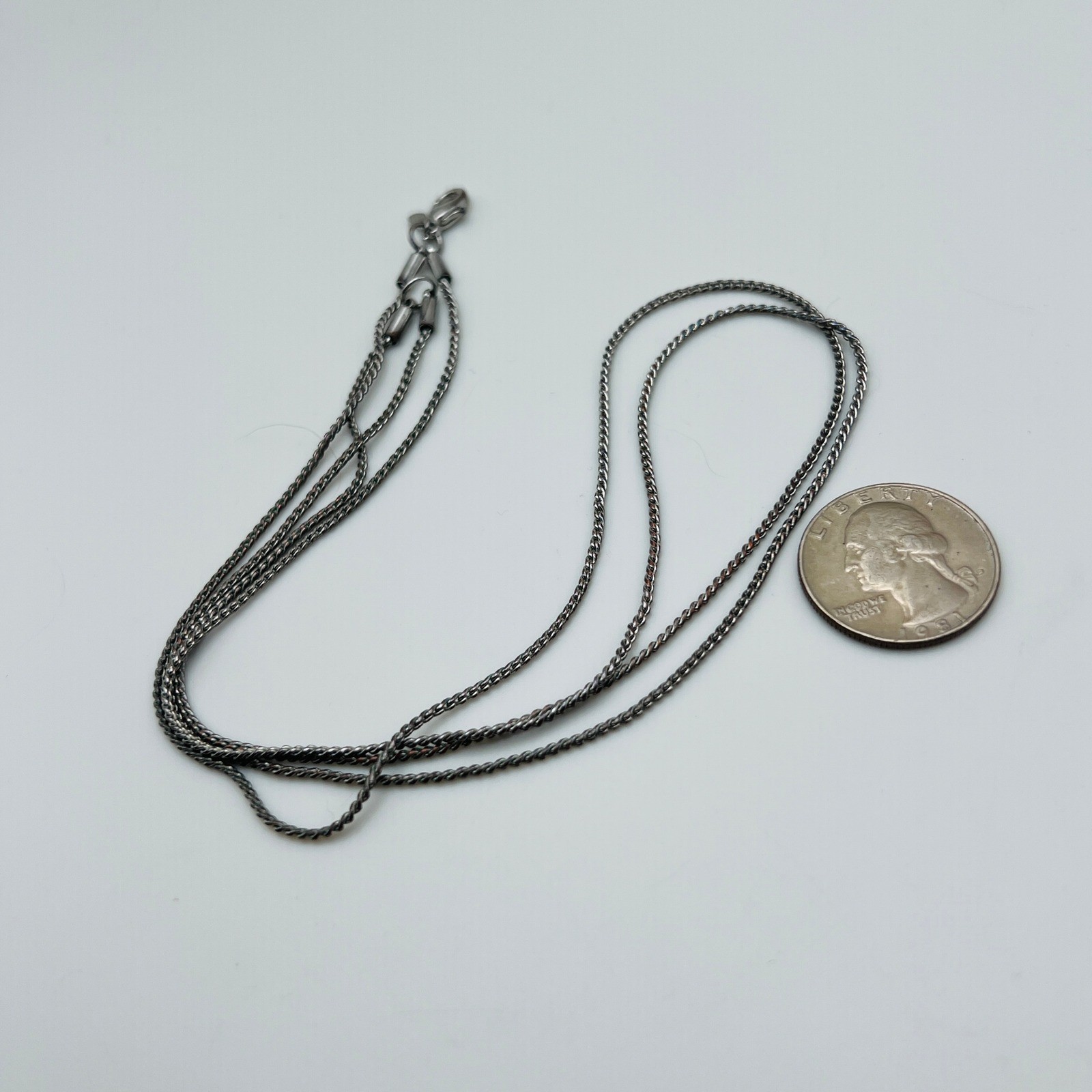Roman Wheat Chain Necklace Silver Tone Double Strand Vintage Fashion Basic