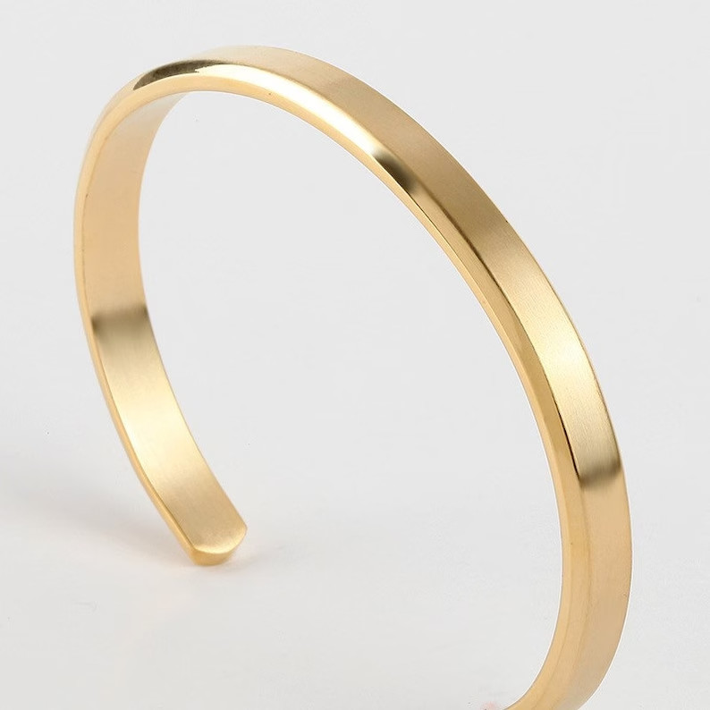 Men’s 14K Yellow Gold Plated Cuff Bangle Bracelet Dimensions: Width 6mm