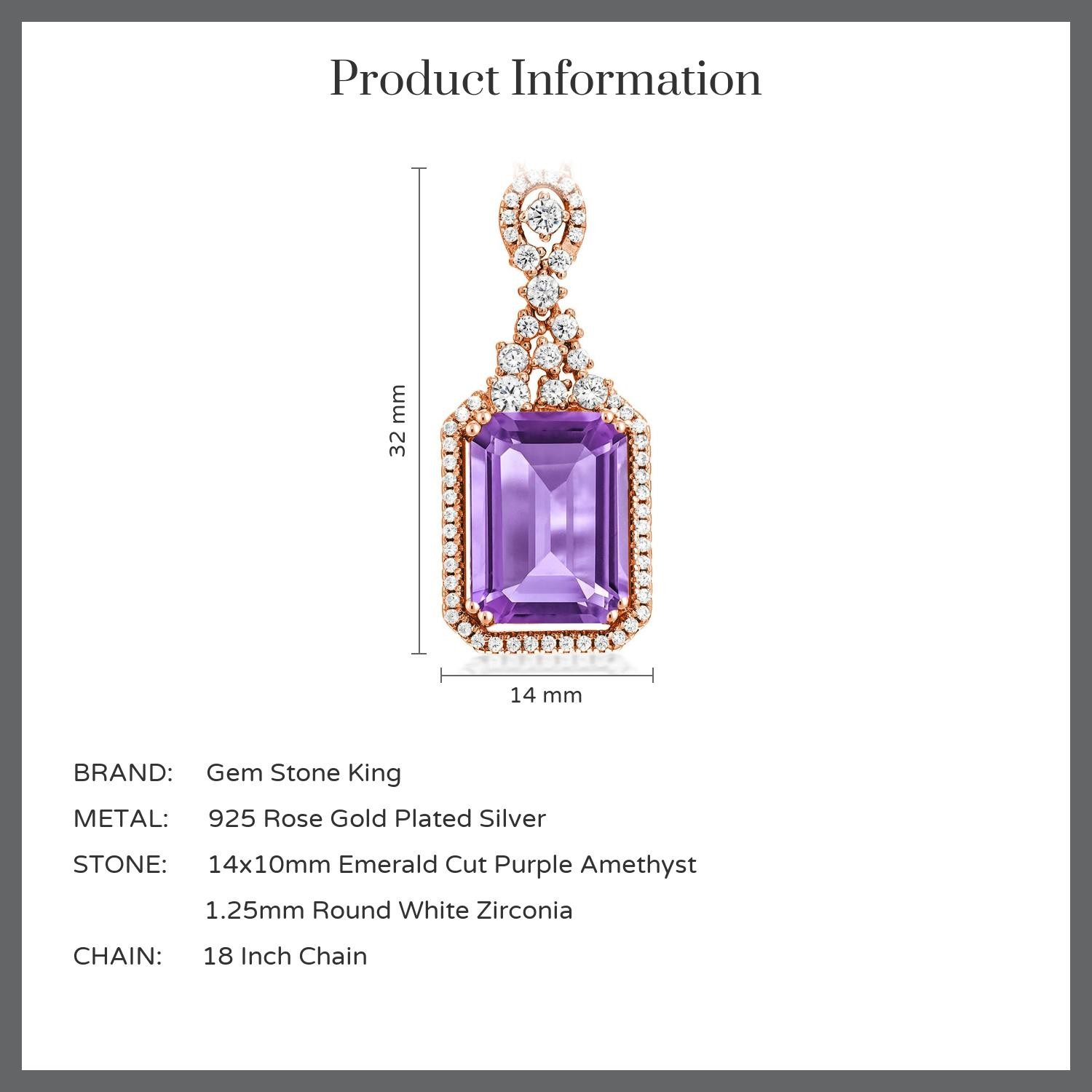 5-10 Cttw Emerald Cut Pendant Necklace For Women | 14X10MM Gemstone Birthstone