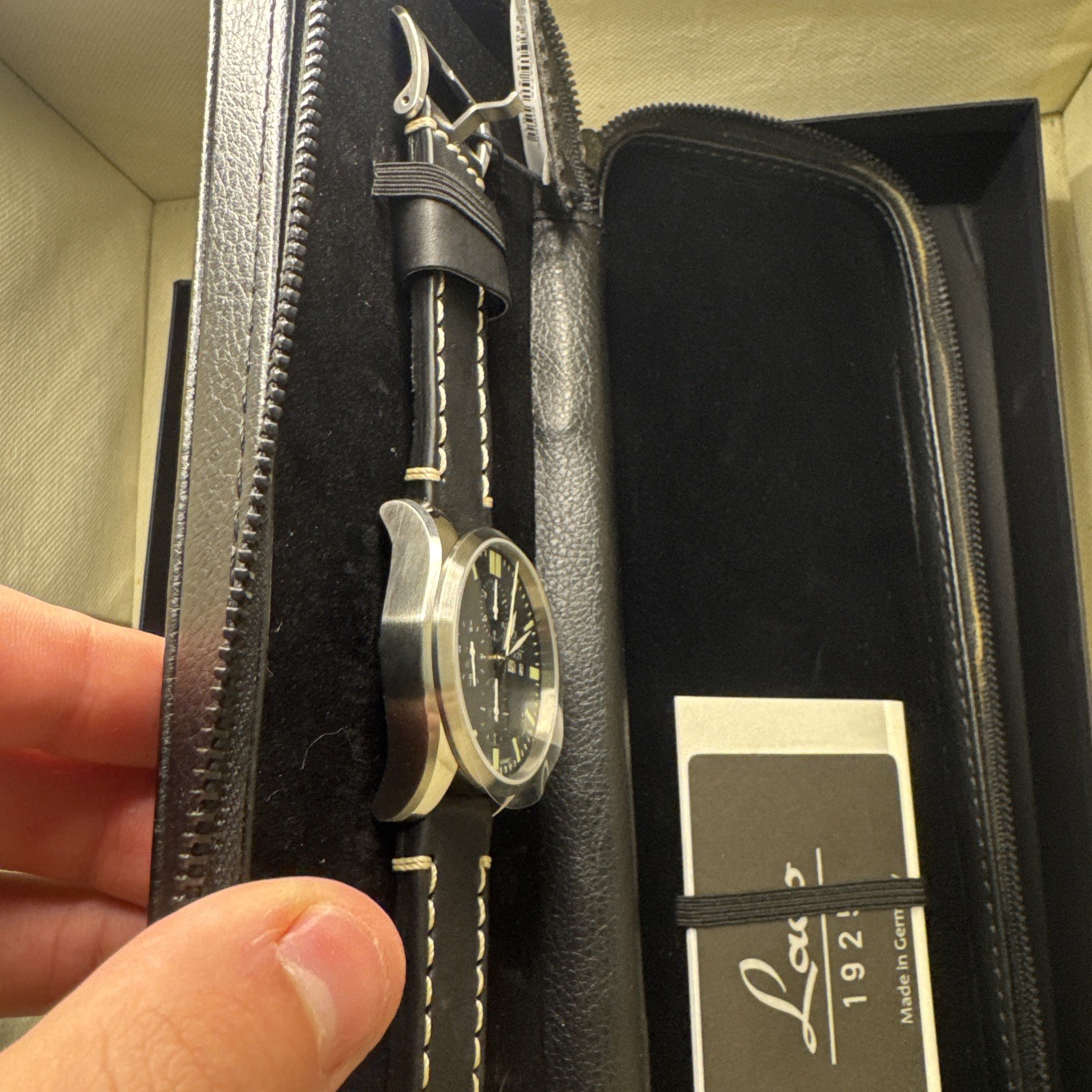 Laco 1925 Las Vegas Chronograph 44mm Watch Auto Valjoux 7750 Black Dial 861587