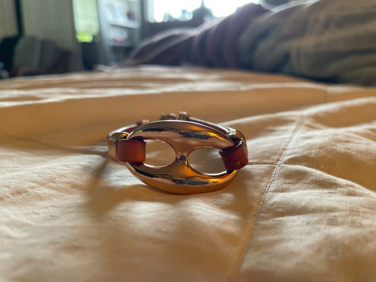 Real RawCowHide Bracelet Bronze Gold Milor Italy