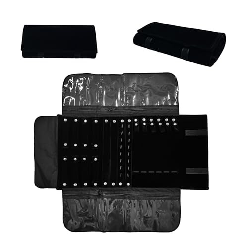 Velvet Travel Jewelry Organizer Case Roll Bag for Necklaces, Bracelets, Earrings