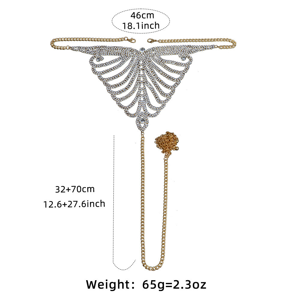 Women’s Rhinestone Chain Lingerie Bra Thong Set Bikini Body Jewelry Chain Gift！！