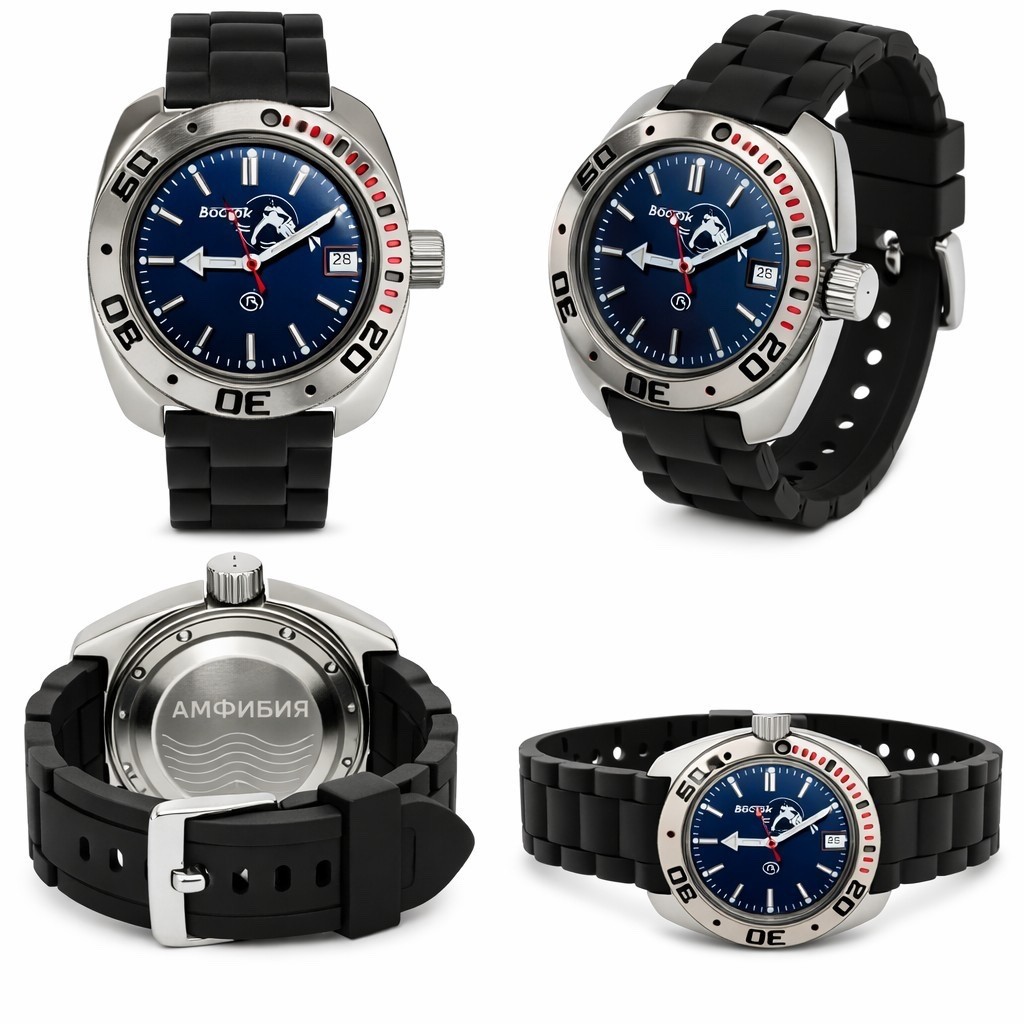 Vostok 710059 Amphibian Military Russian Scuba Dude Diver Watch – Blue