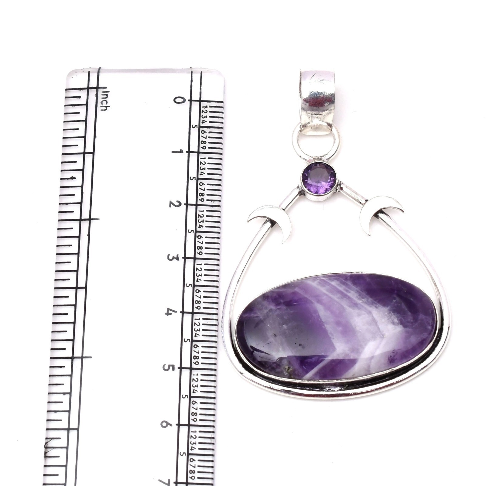 Amethyst Lace Gemstone 925 Sterling Silver Handmade Jewelry Pendant 2.05″