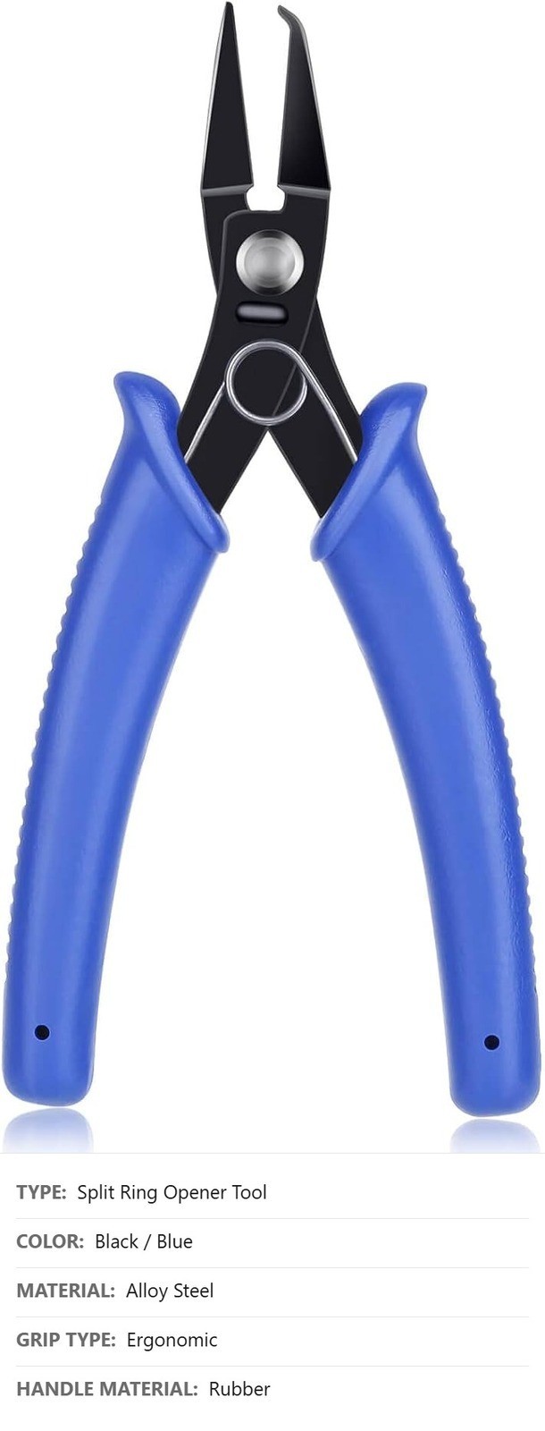 Split Ring Opener Tool, Jewelry Making Pliers, 5.5 in, Black Blue