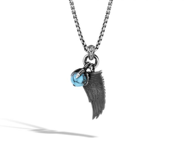 John Hardy Legends Eagle Wing in Silver with Turquoise & Pyrite – Pendant Only