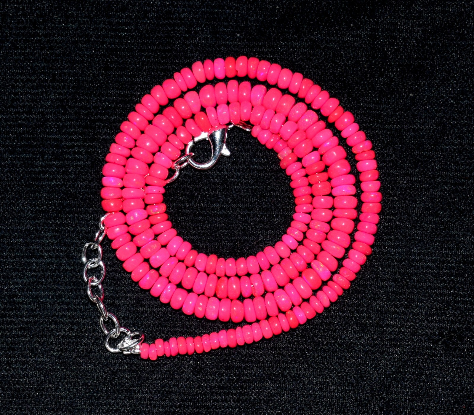 16″Natural Ethiopian Pink Opal Wello Fire Opal Gemstone Bead Necklace 3-4mm