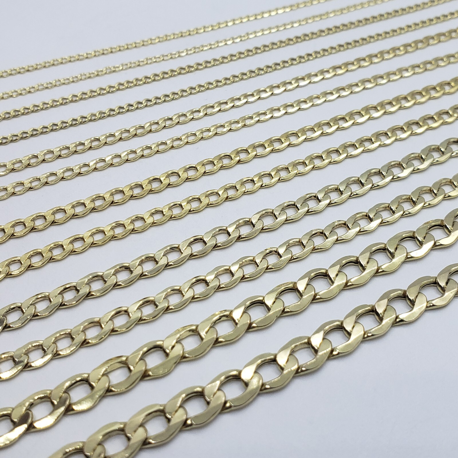 10K Yellow Gold Hollow Cuban Curb Chain Link Necklace Bracelet 2~7mm All Sizes