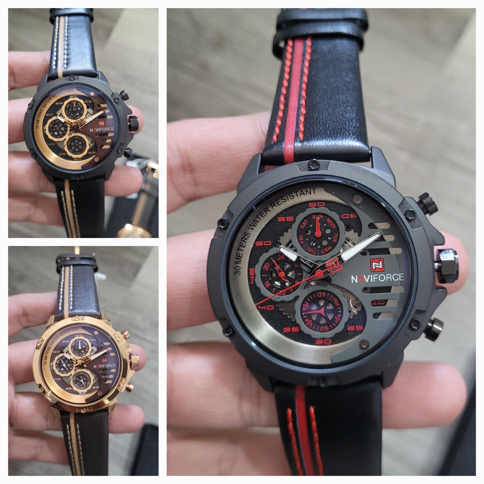 Naviforce Stylish Chronograph Watch in Leather for Men