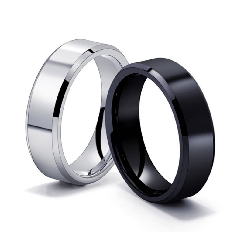 Men Women 6MM Silver Gold Black Plated Stainless Steel Band Polished Plain Ring