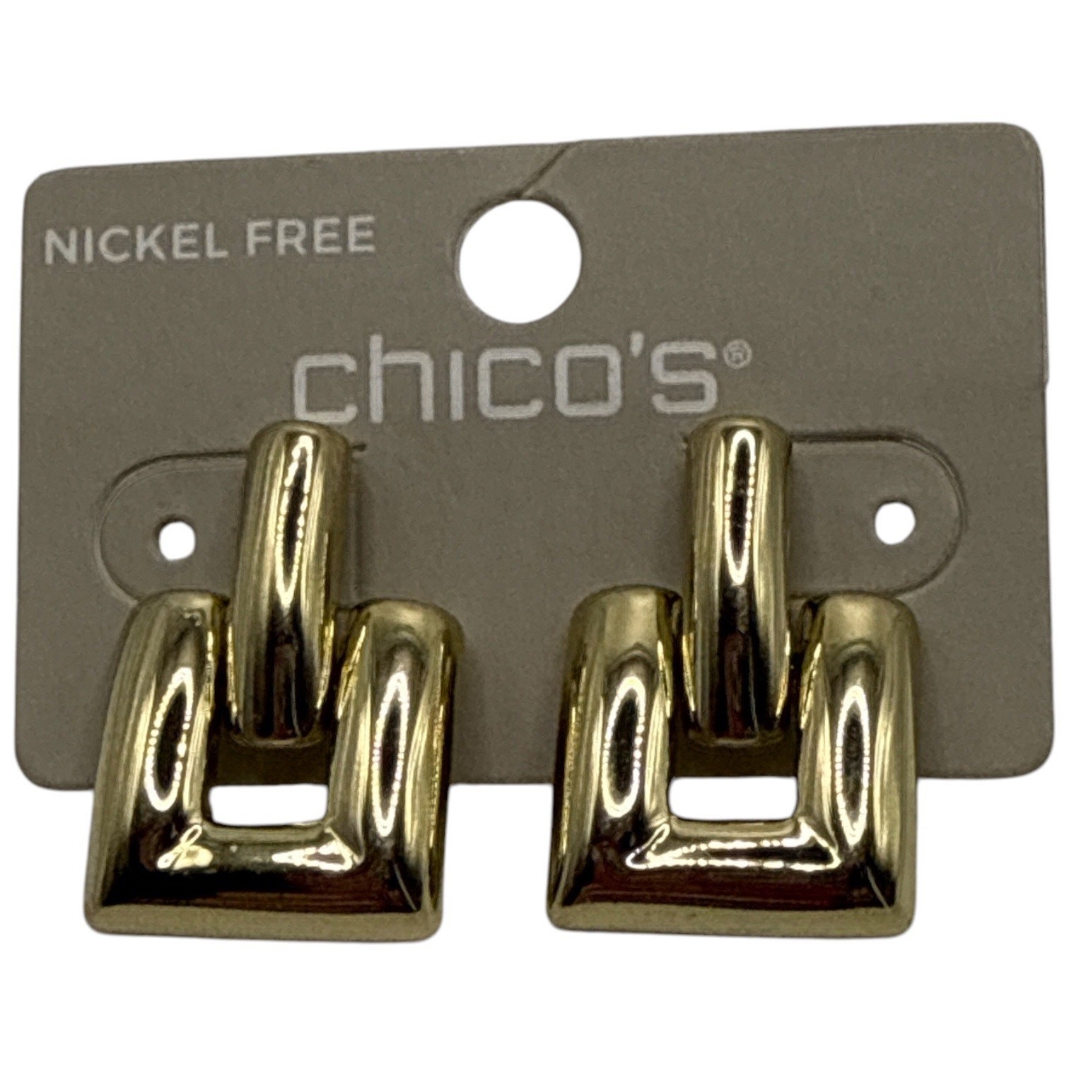 Chico’s Gold-Tone Geometric Square Stud Earrings