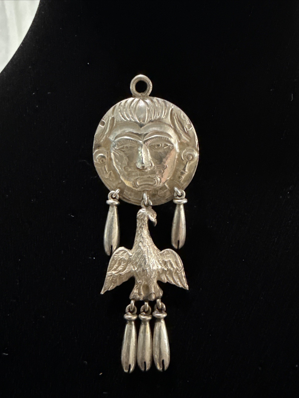 Vintage South American Design Brooch / Pendant 925 Silver, Approx 3” Long
