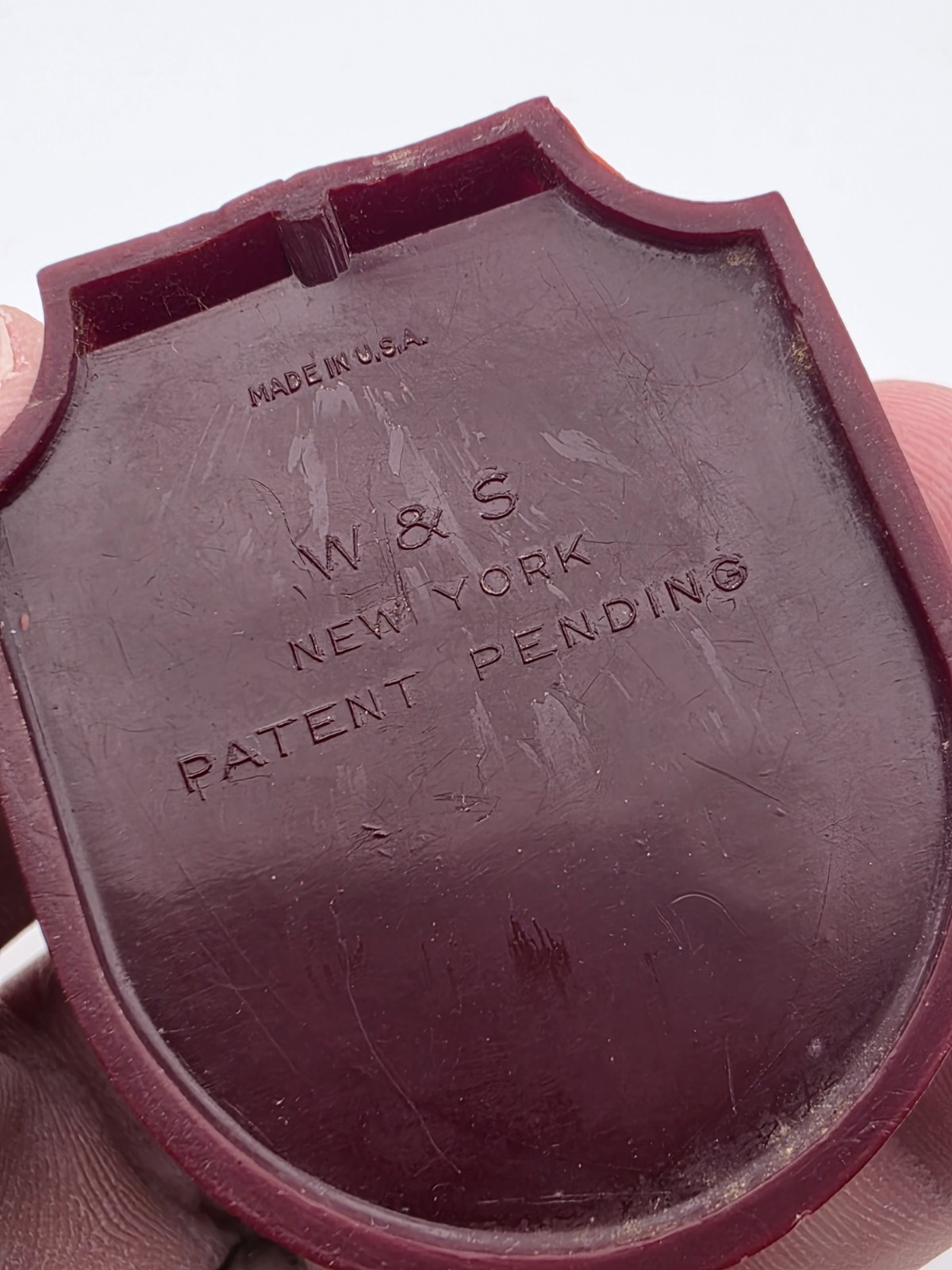 Vintage Art Deco Burgundy Ring Box – W&S Patent Pending – 1920s 1930s Art Deco