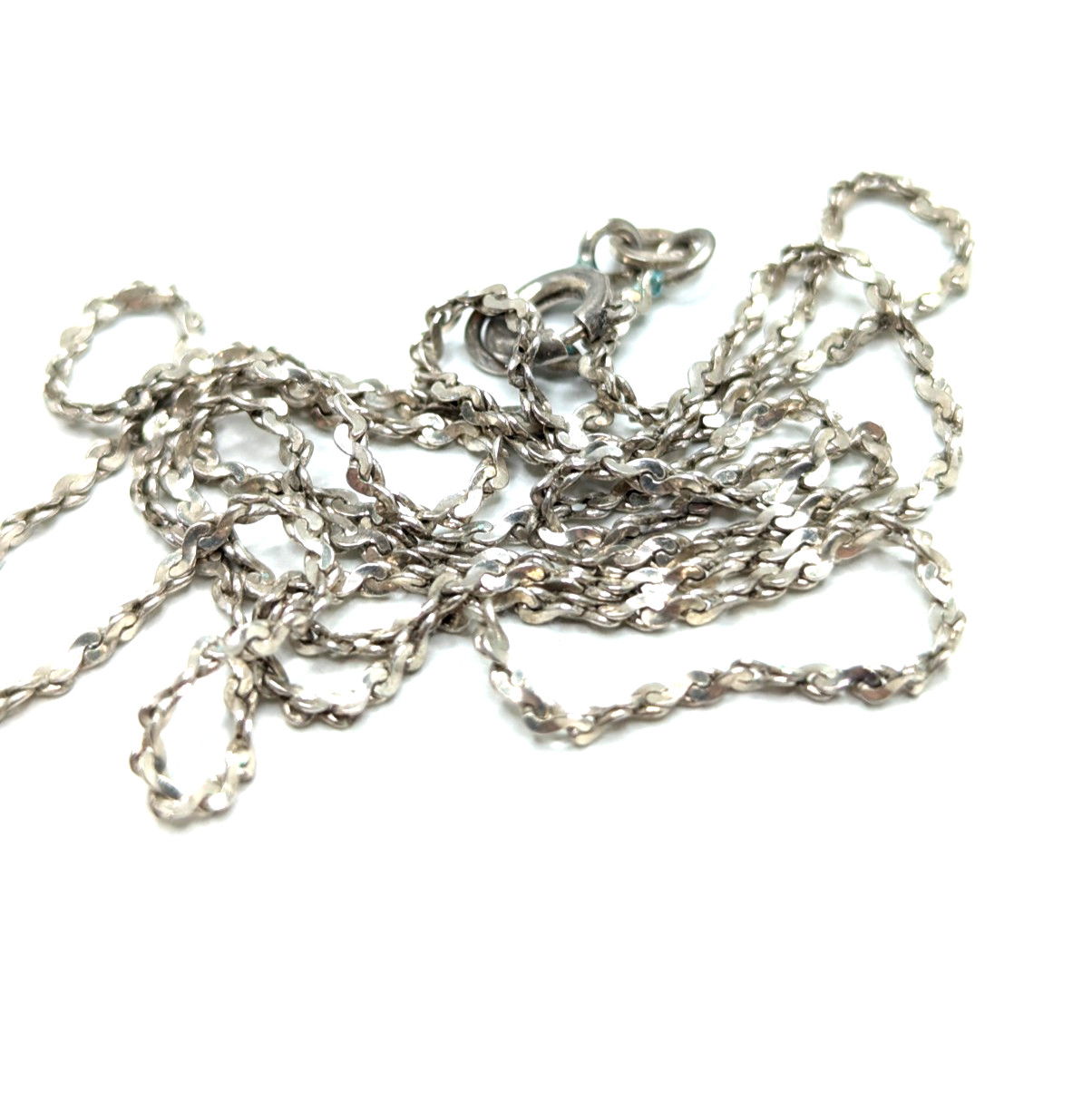Sterling Silver 925 Chain Necklace Dainty Link Minimalist Spring Ring 25.5cm
