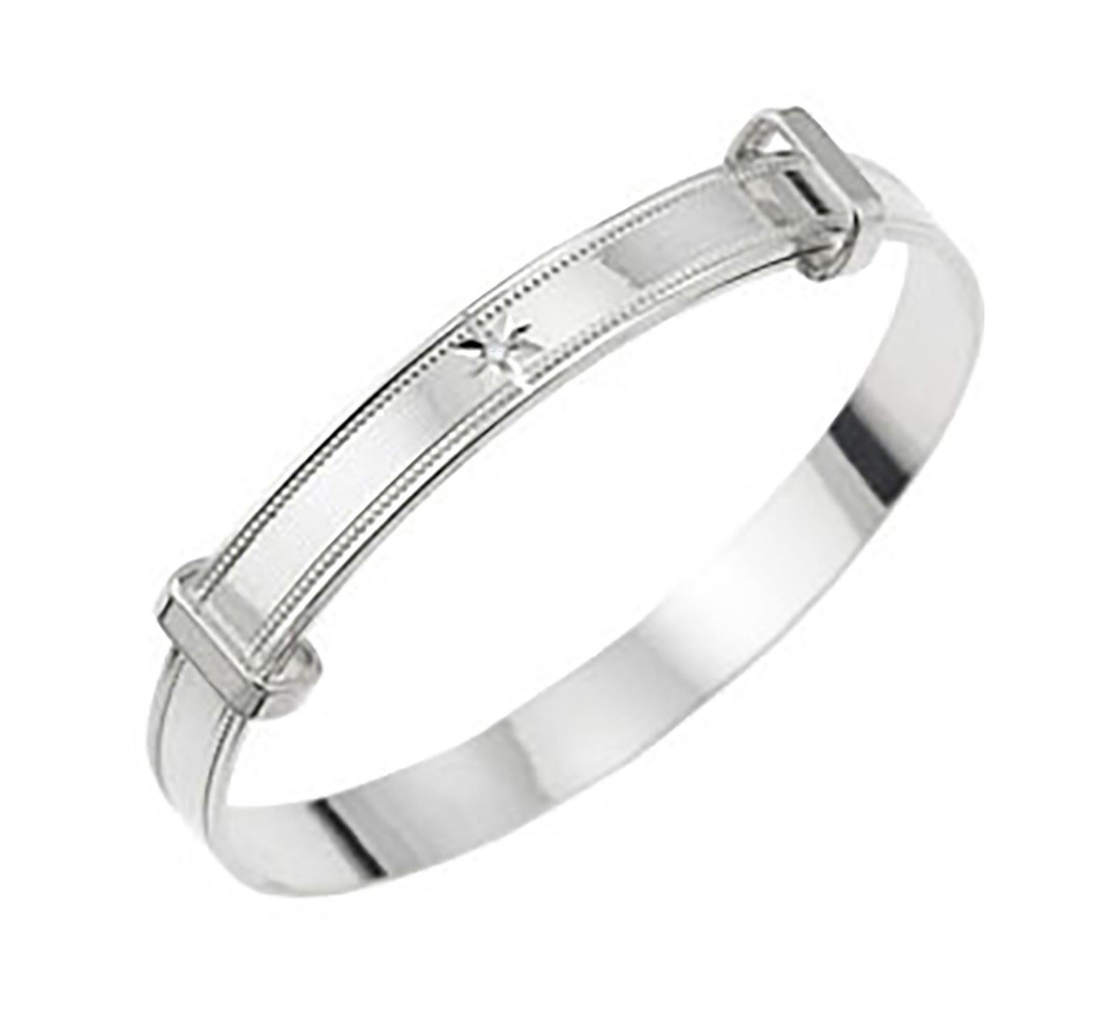 Children Solid Silver Bracelet Newborn Bangle Baby Shower Baptism Christening