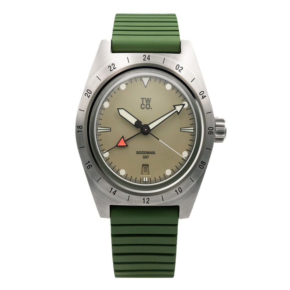 TWCO. GOODMAN GMT Automatic Steel Sand Date Rubber Green Men’s Watch