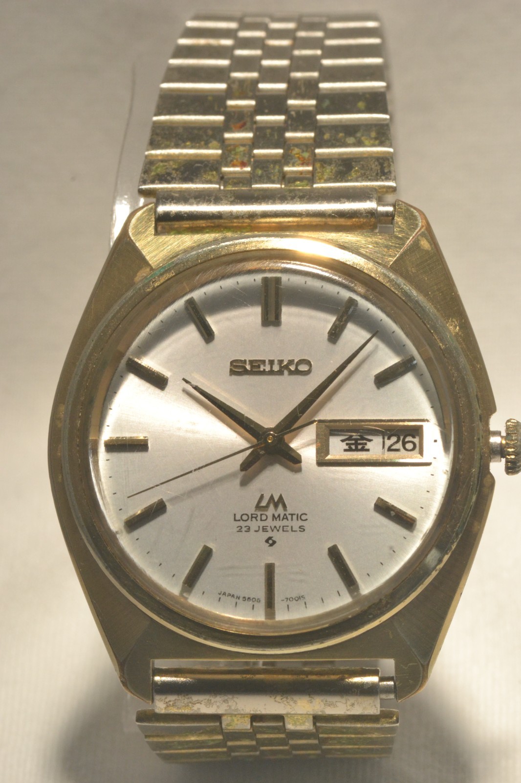 SEIKO Lord Matic 5606-7000 JNR Railway Award Kanji Day Gold LM Automatic Japan