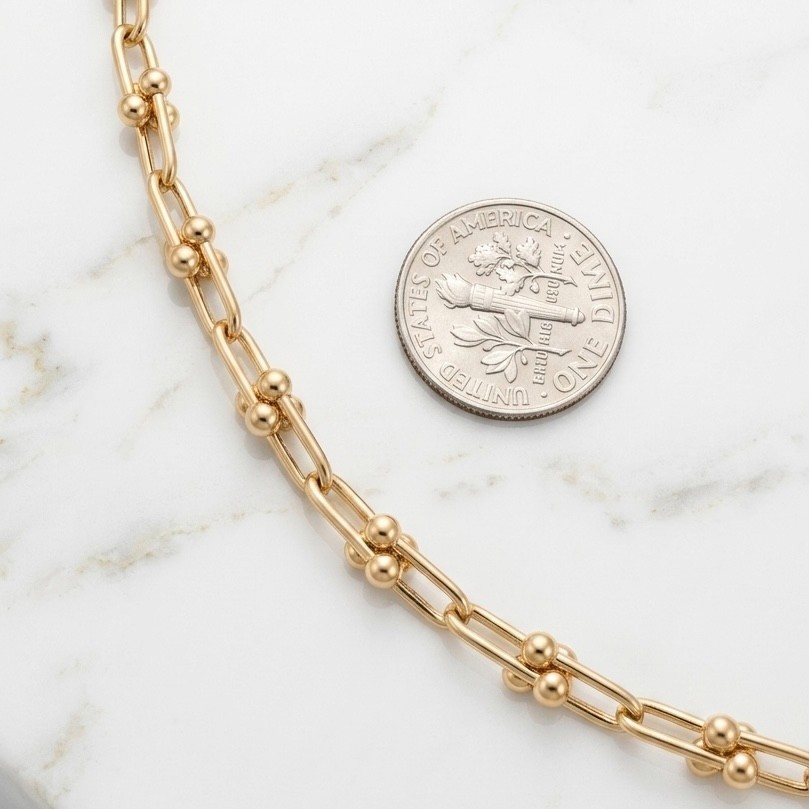 14K Yellow Gold Jax U Link Chain Statement Necklace 16″ 18″, 20″, 22″, 24″ 30″