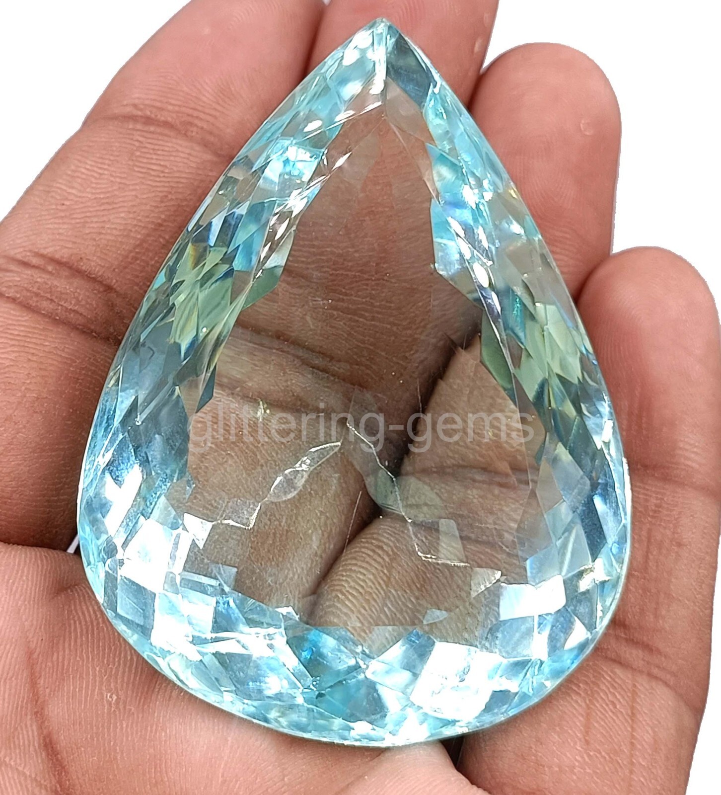 Certified Natural Brazilian 101.60 Ct Blue Pear Cut Topaz Loose Gemstone 5AIS