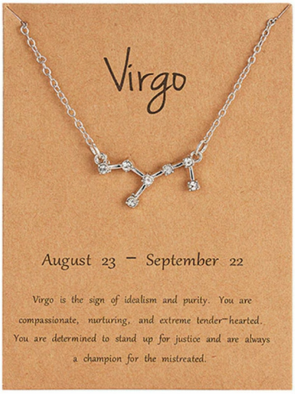 Bling Rhinestone Constellation Zodiac Sign Pendant Necklace 17″+2″ extender NIP