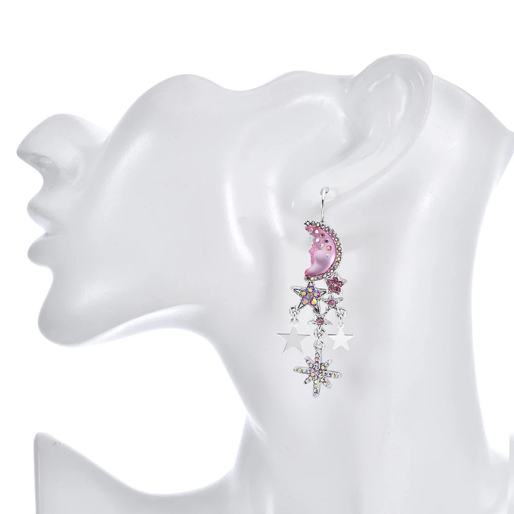 Kirks Folly Precious Pink Moon Shadow Leverback Earrings sterling silvertone