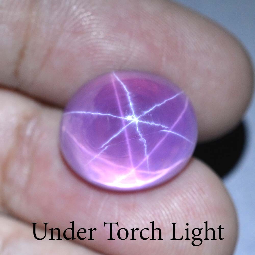 24.38 Ct 15.7×13.7 MM Pink Star Sapphire 6 Rays Lab Created Corundum VDO PS2145