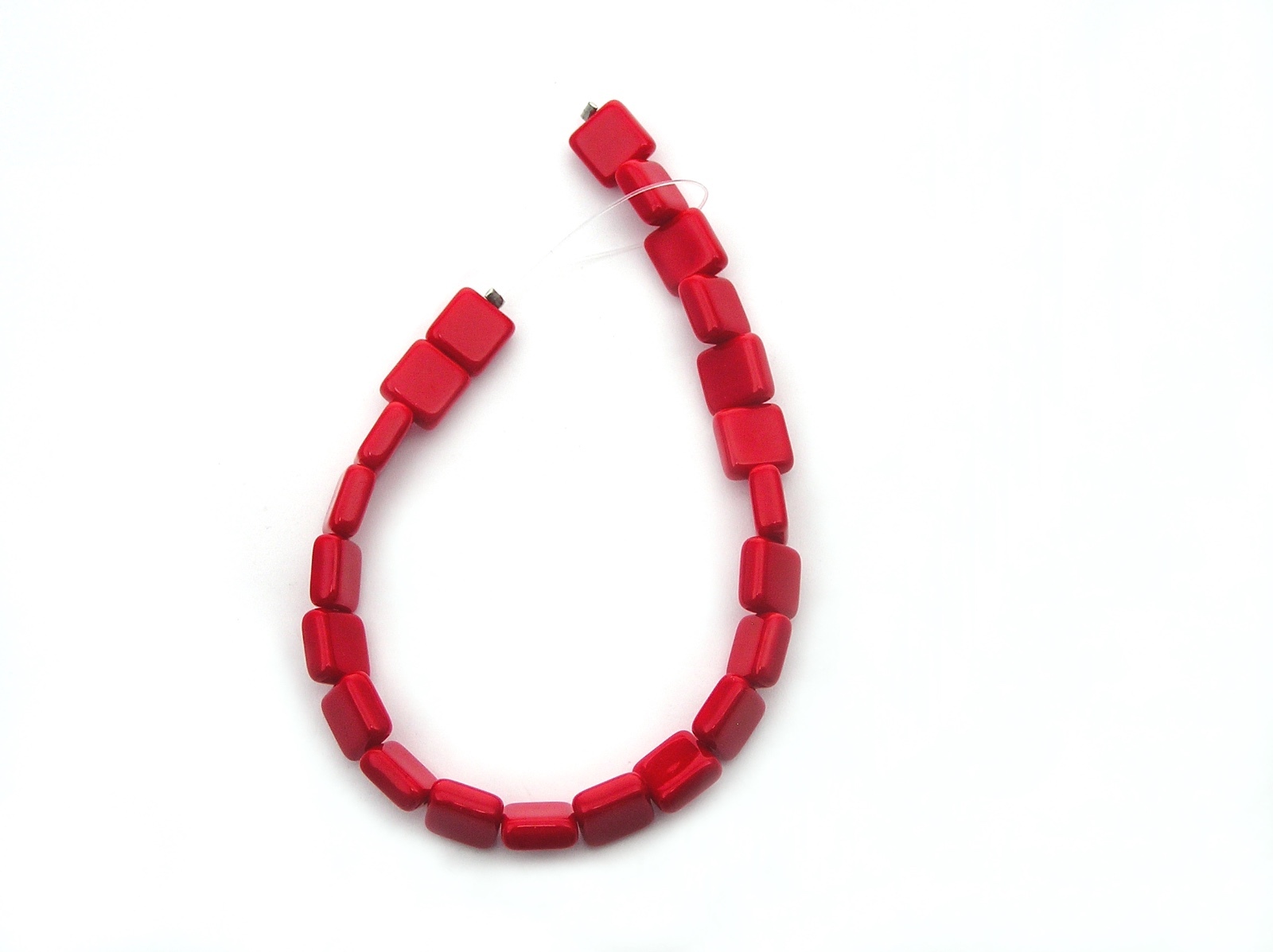 22 Czech Glass Square Shaped Druk Beads 8x8mm Red Coral, P222