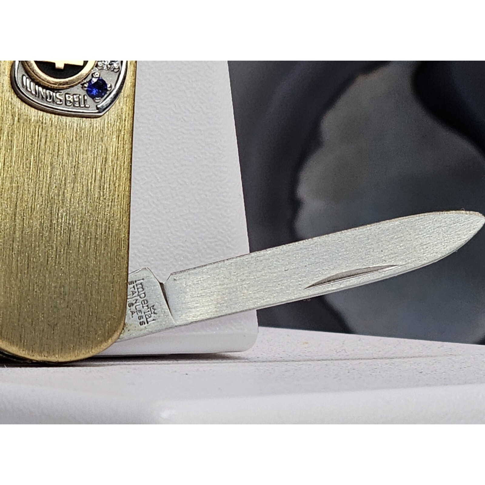 Vintage 10K Illinois Bell Sapphire & Diamond Pocket Knife * Read Description*