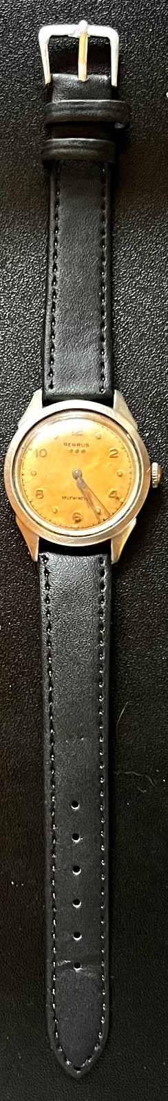 Vintage 1950s Benrus 3 Star Tropical Caramel Dial Selfwinding Stainless Steel