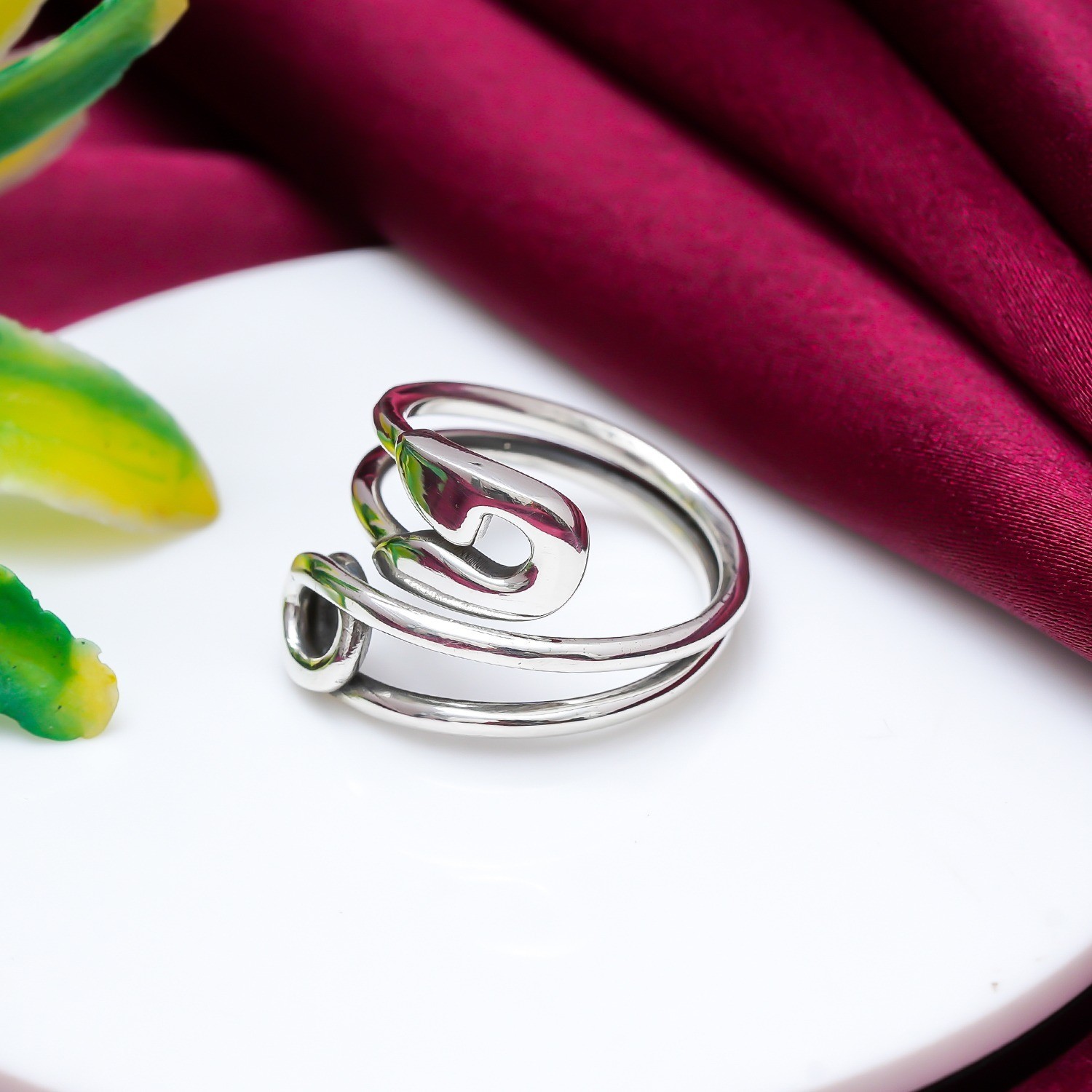 Safety Pin Ring 925 Sterling Silver Handmade Protection Charm Band Gift Jewelry