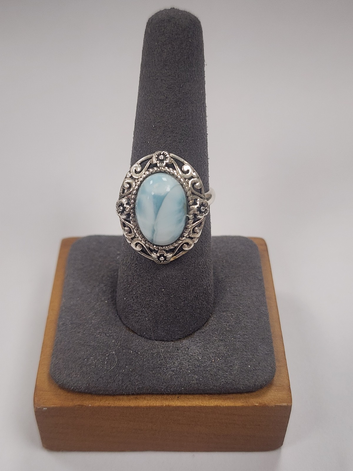 Blue Larimar Sterling Silver Ring #3622