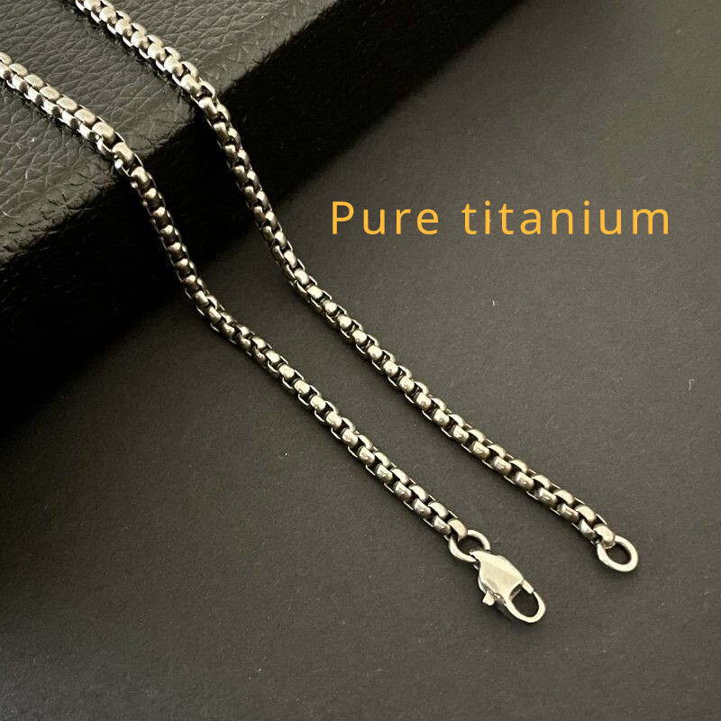 Pure Titanium Necklace Width 3mm Square Box Sub Chain Antiallergic Classic Style