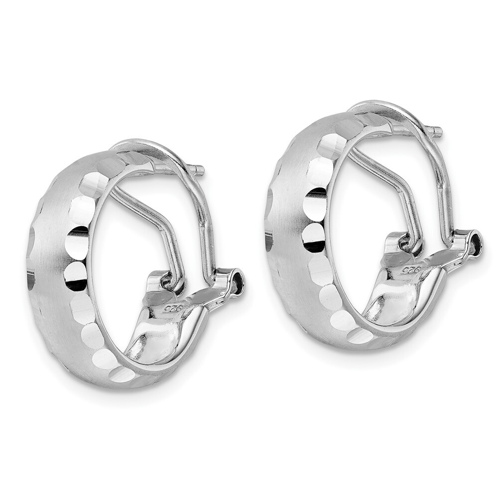 19.2mm Radiant Essence Sterling Silver Brushed Diamond-cut Omega Back Earrings