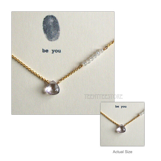 b.u. Pink Amethyst Teardrops & Rainbow Moonstone Necklace 14K Gold Filled BOXED