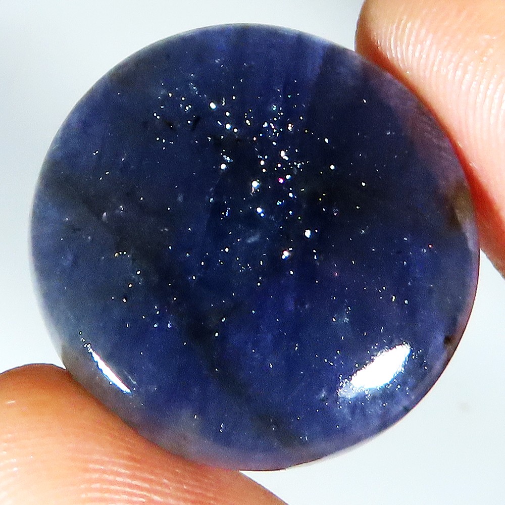 (25X25X05 MM SIZE) 28.00 Carat. NATURAL IOLITE SUNSTONE ROUND CABOCHON GEMSTONE
