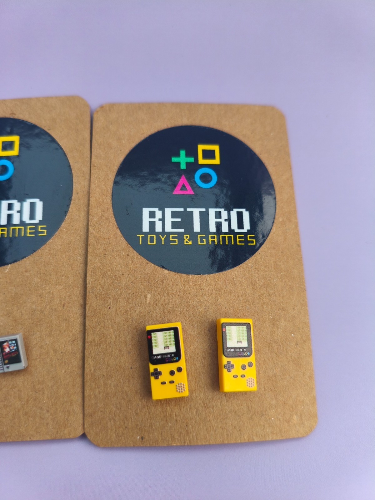 Custom Video Game Style Stud Earrings – Yellow Gameboy & NES Cart Design Bundle