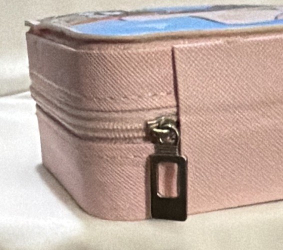 Pink Faux Leather Zipper Jewelry Box w/ Mirror, Velvet Lined, Cowgirl Western