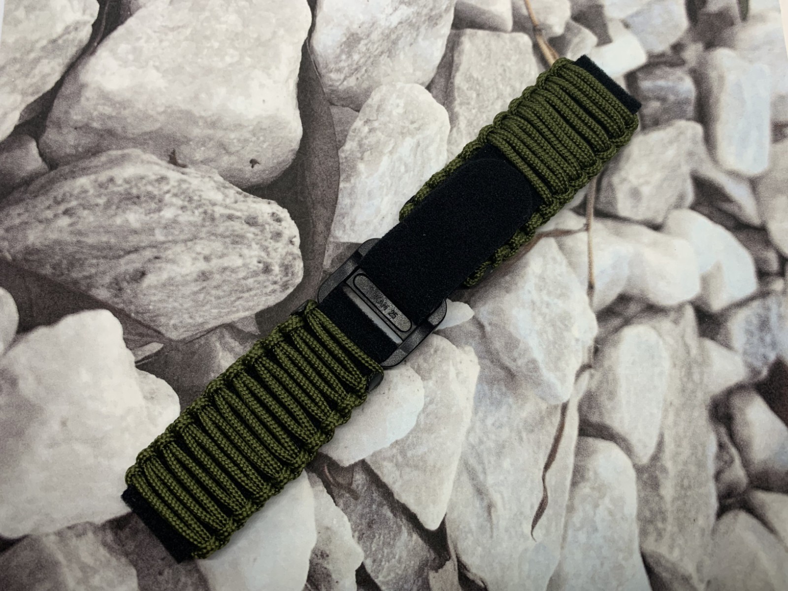 20 22mm Military Green Adjustable Survival Paracord Watch Band Strap Smartwatch