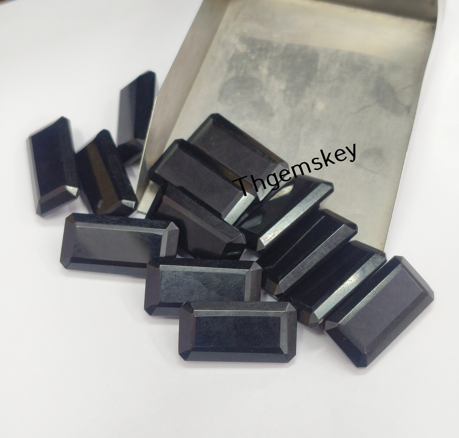 Natural Black Onyx Faceted Cut Long Octagon Shape Gemstone 6x12mm-15x30mm