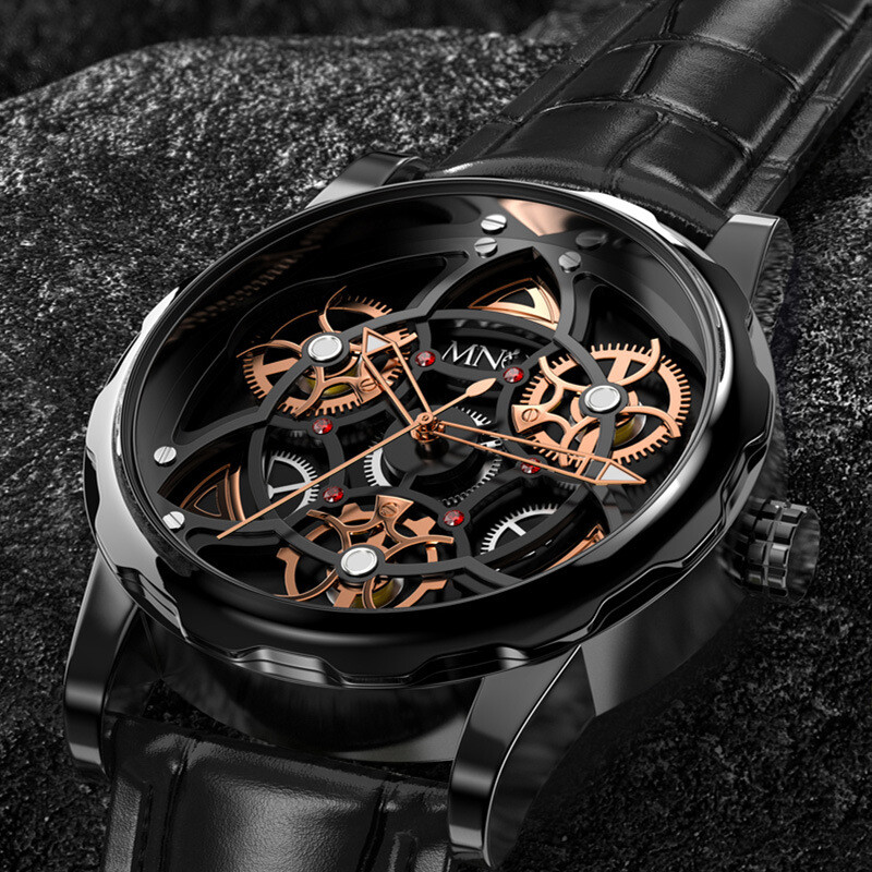 Black Gold Trend Three Dimensional Watch Personality Gear Gyro Season To Run Wat