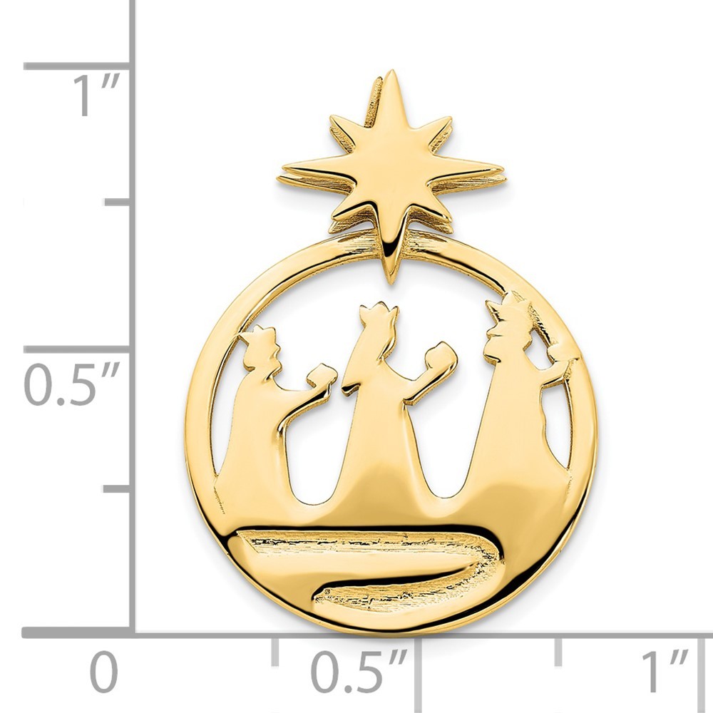 14k Yellow Gold Three Wise Men North Star Pendant 1.95g, L-25.5mm, W-18.32mm